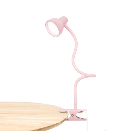 LiFMIRA Pink Small Desk Lamp Clip on LED Reading Light for Bed - color: Pink