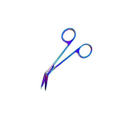 Cynamed Suture Stitch Scissors with Multicolor/Rainbow Titanium Coating (Angled Hook) - style: Angled Hook