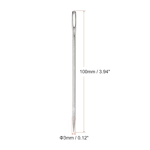 HARFINGTON 2pcs 4 Inch Upholstery Needles Large Eye Stitching Needles Stainless Steel Straight Hand Sewing Needles for Home Hand Sewing Leather Tapestry Embroidery Tufting Webbing Carpet - size: 4in