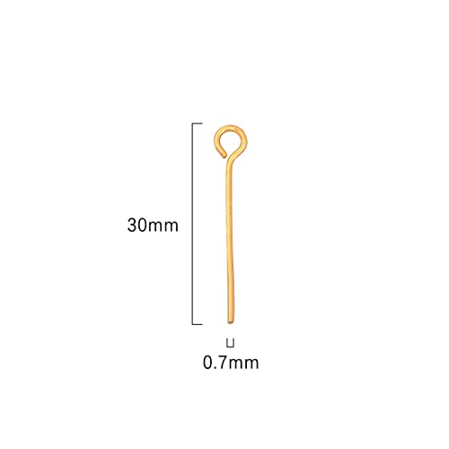 BEADIA 18K Gold Plated Open Eye Pins Non Tarnish 30mm 150pcs for Jewelry Making Findings - color: Open Eye Pins Gold, size: 30x0.7mm