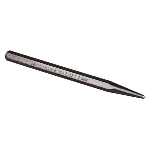 Mayhew Tools 24000 Center Punch, 3/32" - 2.5 mm x 4", Black Oxide Finish - size: 3/32" - 2.5 mm x 4"