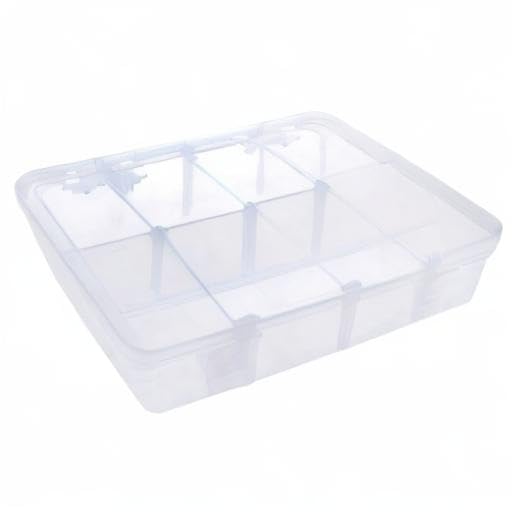 Xiaoyztan Bead Organizer Box Adjustable Dividers 8 Grids Clear 7.3x4.9 Inch - size: 7.9x4.9x1.65 in