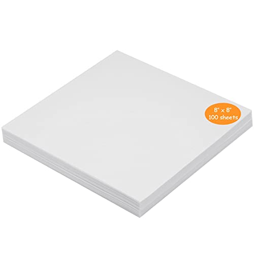 Tear Away Machine Embroidery Stabilizer Backing 8"x8" - 100 Precut Sheets - Medium Weight 1.8 oz - Fits 4x4 and 6x6 Hoops