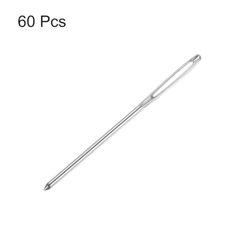 HARFINGTON 60Pcs Large Eye Blunt Needles 2.36" Tapestry Needle Yarn Sewing Knitting Weaving Needle Stainless Steel for Crochet Projects - size: 2.36"