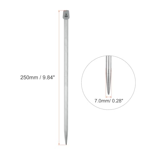 uxcell 2Pcs 7mm Single Pointed Knitting Needles Stainless Steel 9.84 Inches Length Metal Weaving Tool for Handmade Projects DIY Knitting - size: 7mm, 9.84"