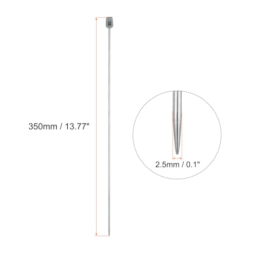 uxcell 2Pcs 2.5mm(C) Single Pointed Knitting Needles Stainless Steel 13.8 Inches Length Metal Weaving Tool for Handmade Projects DIY Knitting - size: 2.5mm13.8"