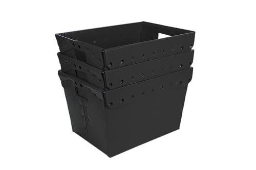 18x13x12" (3 Pack) Space Age Handled Storage Mail Tote, Black - color: Black