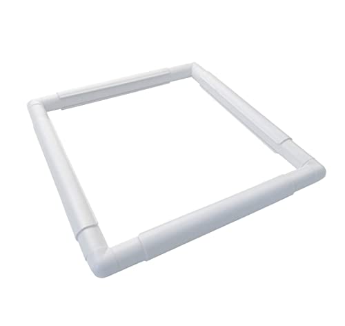 11 X 11 Plastic Cross Stitch Frame Square Embroidery Hoop White DIY Sewing Tools Sewing Hoop Handhold Craft Clip Embroidery Snap Frame Hoop for Cross Stitching Quilting (11 X 11) - size: 11 X 11"