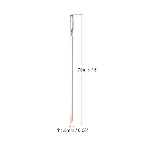 HARFINGTON 10pcs 2.95 Inch Upholstery Needles Large Eye Stitching Needles Stainless Steel Straight Hand Sewing Needles for Home Hand Sewing Leather Tapestry Embroidery Tufting Webbing Carpet - size: 2.95 Inch