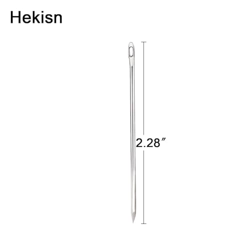 Hekisn Professional Large-Eye Triangle Leather Needles with Threaders for Hand Sewing Repair Stitching Projects (1.6 * 58mm) - size: 1.6*58mm