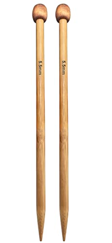Weabetfu Bamboo Knitting Needle Straight Single Pointed 10-inch Length Knitting Needles for Handmade DIY Knitting,US Size 9(5.5mm) - size: 5.5mm(US 9)