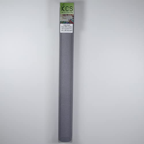 KCS 2 pc of 15" x 18" Counted Cross Stitch Cotton Aida Cloth Needlework Fabric (Light Steel Grey, 14CT) - color: Light Steel Grey, size: 14CT
