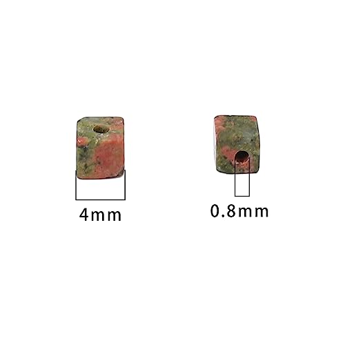 BEADIA Natural Unakite Square Stone Beads 4x4mm 85pcs Cube Loose Semi Gemstone Beads for Jewelry Making Design - color: Unakite