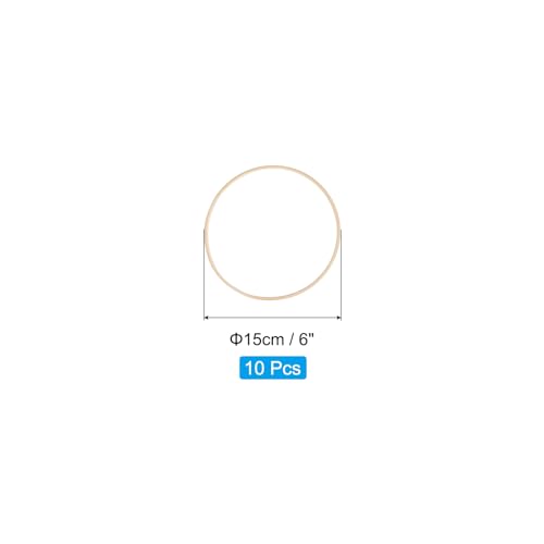 PATIKIL 6 Inch Bamboo Macrame Hoop, 10Pcs Wood Floral Hoop Craft Rings for DIY Craft Dream Catcher Wedding Wreath Decor Wall Hanging Decorations - size: 6 Inch