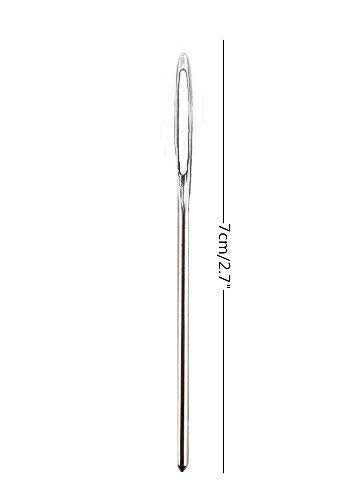 yueton 40pcs 2.7 inch Metal Large Eye Blunt Needles Yarn Needles for Knitting Crochet Projects (Sliver End)