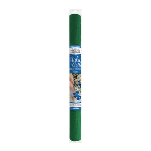 Essentials By Leisure Arts Aida Cloth, 14 Count, Kelly Green, Cross Stitch Fabric, Embroidery Fabric, Cross Stitch Supplies for Crafting, Stitching, and Sewing Projects 15X18