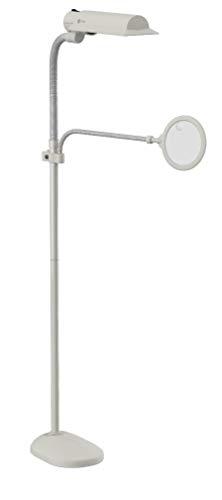 OttLite 18-Watt EasyView CFL Floor Lamp with Magnifier, Dove Gray - style: Grey