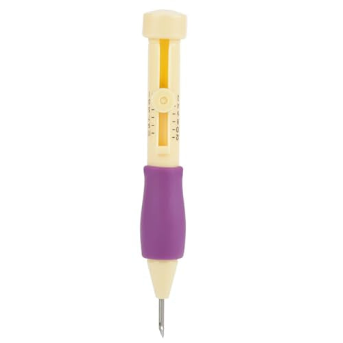 Embroidery Punch, Adjustable Needle Length Embroidery Needle Punch with 3 Sizes Needle Pen Kit Tool for DIY Craft(Yellow + ) - size: yellow + purple
