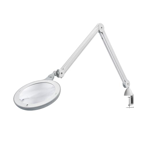 Omega 7 LED Magnifying Lamp – 7" Acrylic Lens, 3 Diopter (1.75X) Magnification, 6,300 Lux at 6”, 4 Brightness Levels, Adjustable Arm, Professional-Grade Light for Precision Tasks - style: Omega 7