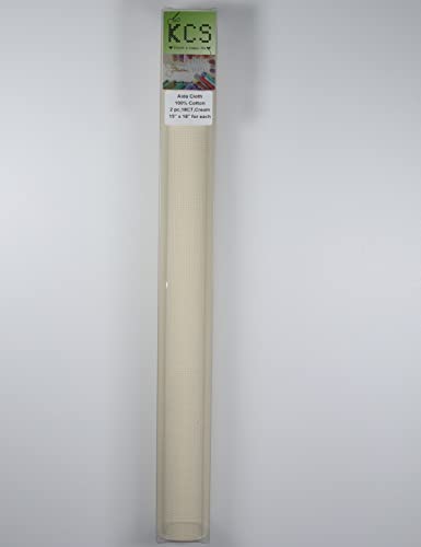 KCS 2 pc of 15" x 18" Counted Cross Stitch Cotton Aida Cloth Needlework Fabric (Cream, 18CT) - color: Cream, size: 18CT