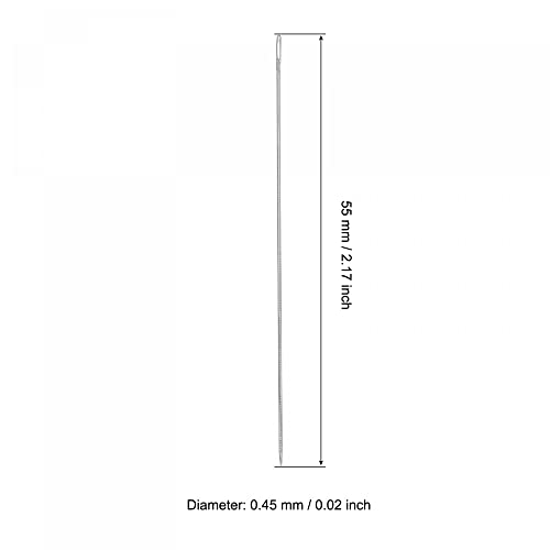 uxcell Beading Needles Fine Thin Long Straight Sewing Embroidery Threads Stainless Steel 2.17 Inch 50Pcs - size: 55mmx0.45mm
