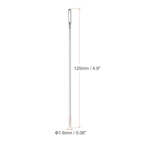 HARFINGTON 10pcs 4.9 Inch Upholstery Needles Large Eye Stitching Needles Stainless Steel Straight Hand Sewing Needles for Home Hand Sewing Leather Tapestry Embroidery Tufting Webbing Carpet - size: 4.9 Inch