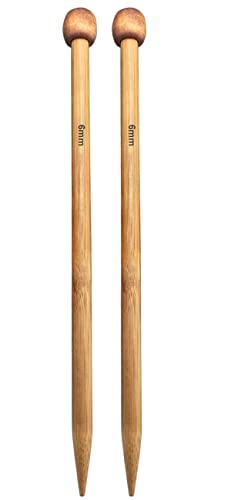 Weabetfu Bamboo Knitting Needle Straight Single Pointed 10-inch Length Knitting Needles for Handmade DIY Knitting,US Size 10(6mm) - size: 6mm(US 10)
