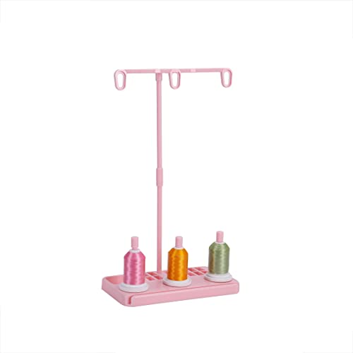 HONEYSEW Embroidery Thread Spool Holder Stand Sewing Machine Accessories Three Spool Thread Stand White Blue Pink Three Color for Choose (Pink) - color: pink