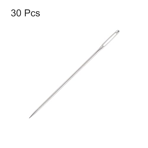 Generic 30Pcs Large Eye Needles 2.36" Stitching Needle Hand Sewing Embroidery Needle Stainless Steel for Leather Cross Stitch