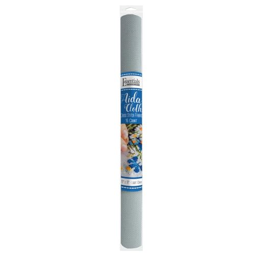 Essentials By Leisure Arts Aida Cloth, 16 Count, Light Gray, Cross Stitch Fabric, Embroidery Fabric, Cross Stitch Supplies for Crafting, Stitching, and Sewing Projects 15X18 - color: Light Gray