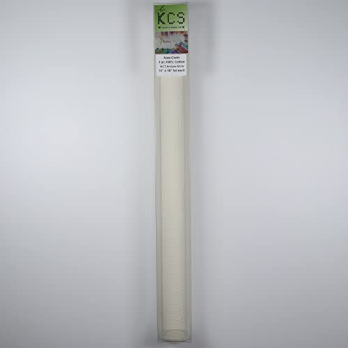 KCS 2 pc of 15" x 18" Counted Cross Stitch Cotton Aida Cloth Needlework Fabric (Antique White, 14CT) - color: Antique White, size: 14CT
