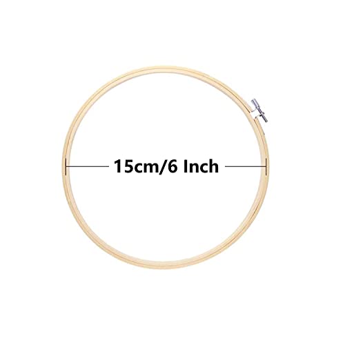Cldamecy 12 Pieces 6 inch Embroidery Hoops,Round Bamboo Adjustable Circle Frame Embroidery Hoops for Cross Stitch,Christmas Ornament,Decoration,Art Craft and DIY Project - style: 6 inch