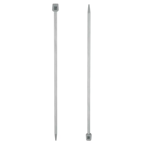 uxcell 2Pcs 5mm(H) Single Pointed Knitting Needles Stainless Steel 9.84 Inches Length Metal Weaving Tool for Handmade Projects DIY Knitting - size: 5mm, 9.84"
