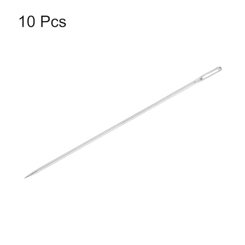 HARFINGTON 10pcs 3.94 Inch Upholstery Needles Large Eye Stitching Needles Stainless Steel Straight Hand Sewing Needles for Home Hand Sewing Leather Tapestry Embroidery Tufting Webbing Carpet - size: 3.94 Inch
