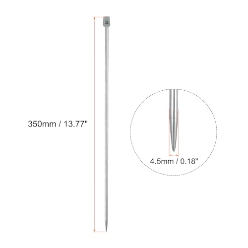 uxcell 2Pcs 4.5mm(7) Single Pointed Knitting Needles Stainless Steel 13.8 Inches Length Metal Weaving Tool for Handmade Projects DIY Knitting - size: 4.5mm, 13.8"