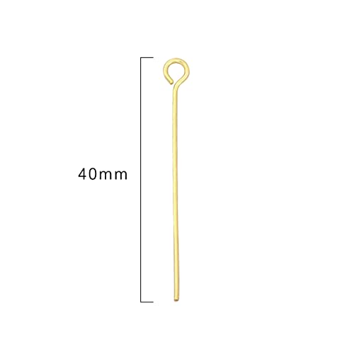 BEADIA 14K Gold Plated Open Eye Pins Non Tarnish 40mm 150pcs for Jewelry Making Findings - color: Open Eye Pins 14k Gold, size: 40x0.7mm