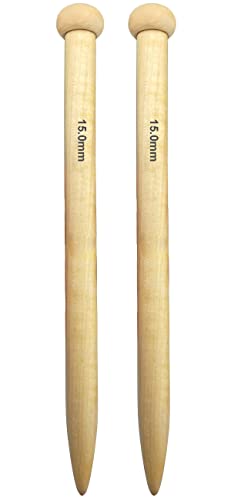 Weabetfu Large Size Bamboo Knitting Needle Straight Single Pointed Thick Knit Needles 10-inch Length Jumbo Knitting Needles for Huge Chunky Yarn Handmade DIY Knitting,US Size 19(15mm) - size: 15mm(P/Q)