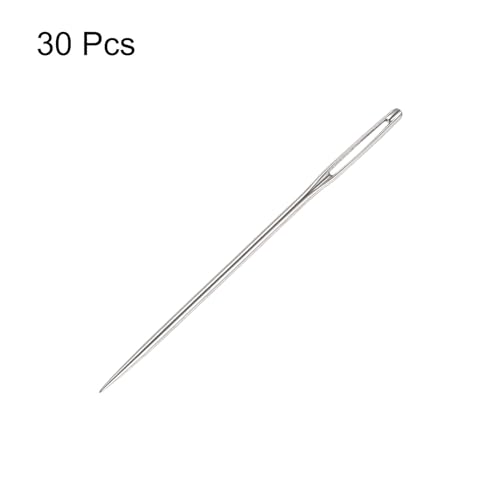 Generic 30Pcs Large Eye Needles 1.65" Stitching Needle Hand Sewing Embroidery Needle Stainless Steel for Leather Cross Stitch