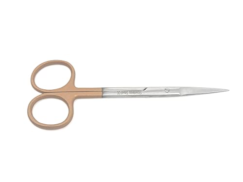 Stainless Steel Iris Dissecting Scissors 4.5", Straight, Fine Point Made of Premium Quality Stainless Steel (Khaki Handle) - color: Khaki Handle