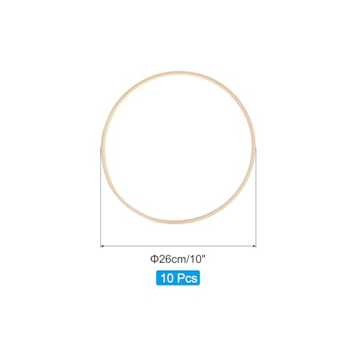 PATIKIL 10 Inch Bamboo Macrame Hoop, 10Pcs Wood Floral Hoop Craft Rings for DIY Craft Dream Catcher Wedding Wreath Decor Wall Hanging Decorations - size: 10 Inch