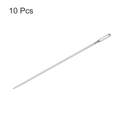 HARFINGTON 10pcs 3.5 Inch Upholstery Needles Large Eye Stitching Needles Stainless Steel Straight Hand Sewing Needles for Home Hand Sewing Leather Tapestry Embroidery Tufting Webbing Carpet - size: 3.5 Inch