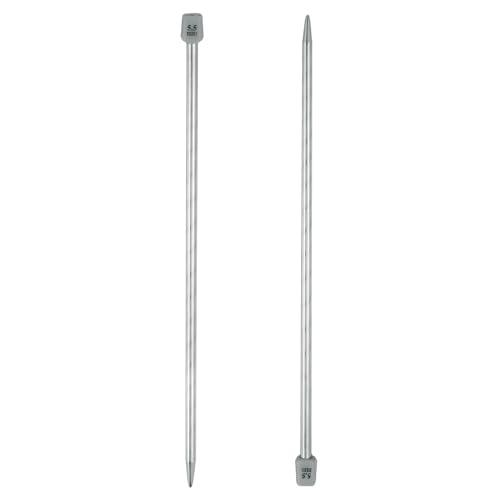 uxcell 2Pcs 5.5mm(I) Single Pointed Knitting Needles Stainless Steel 9.84 Inches Length Metal Weaving Tool for Handmade Projects DIY Knitting - size: 5.5mm, 9.84"