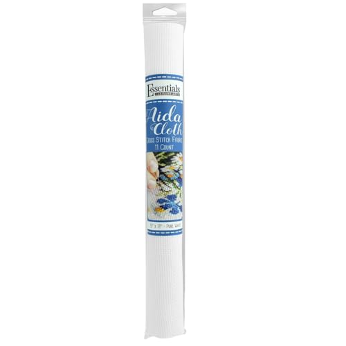 Essentials By Leisure Arts Aida Cloth, 11 Count, White, Cross Stitch Fabric, Embroidery Fabric, Cross Stitch Supplies for Crafting, Stitching, and Sewing Projects 15X18