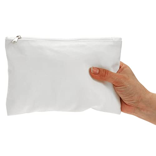 Juvale Canvas Pencil Case Pouch Set - 12-Pack, 8 x 6 in, Off White - Canvas Zip Pouches for Art & DIY - Bulk Makeup & Cosmetic Bags