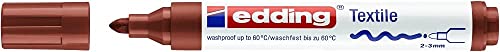 edding 4500 Textile Marker - Brown - 1 Pen - Round Nib 2-3 mm - Permanent Fabric Markers for Drawing on Textiles, wash-Resistant up to 60 °C - Marker pens for Fabric Lettering - color: Brown, size: 1 Count (Pack of 1)
