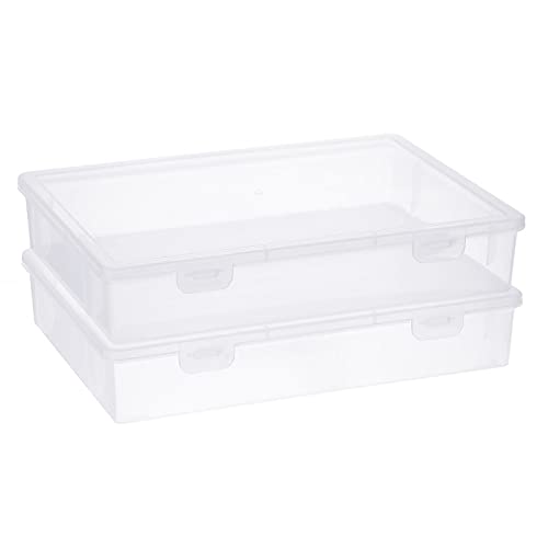BTSKY Clear Plastic Storage Box with Flap Lid,2 Pack Medium-10.8"x7.9"x2.1" - size: Medium-2 Pack