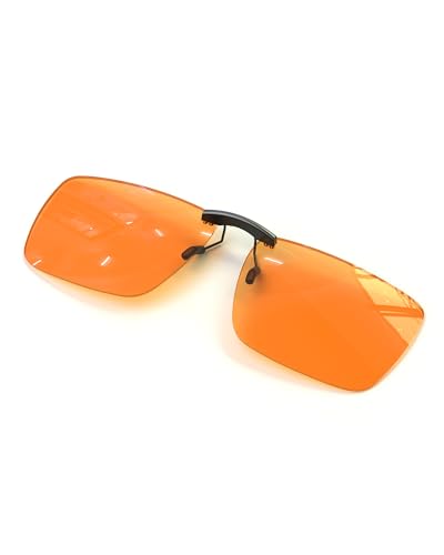 ANYLUV Clip On Blue Light Blocking Glasses Lightweight Rectangle Blue Light Glasses Men for Computer Gaming, Anti Eye Strain - color: A03-orange, size: 60*38mm