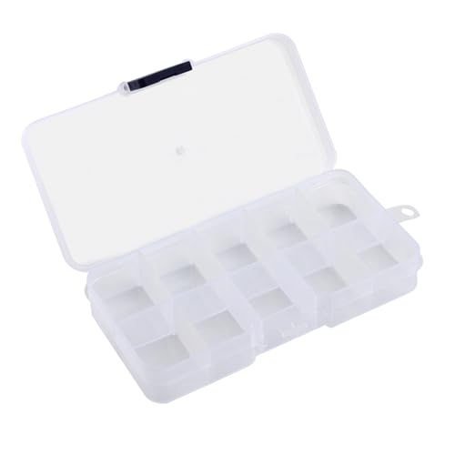 KINJOEK 32 Pack 10 Grids Plastic Bead Organizer Containers Storage, Adjustable Dividers Earring Diamond Jewelry Bead Painting Storage Case, Clear Small Fishing Tackle Box for Cross Stitch Accessories - color: Clear, size: 10Grid 32PCS