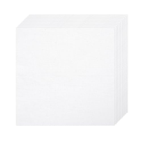10 PCS White Linen Needlework Embroidery Fabric Cloth (13.8 × 13.8 Inch) - size: 13.8 × 13.8 Inch