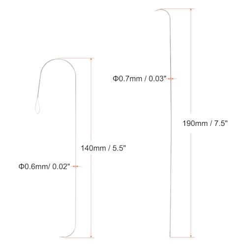 HARFINGTON 5pcs Bead Spinner Needles 0.6mm 0.7mm Dia Large Eye Curved Beading Needle Stainless Steel Embroidery Sewing Needles